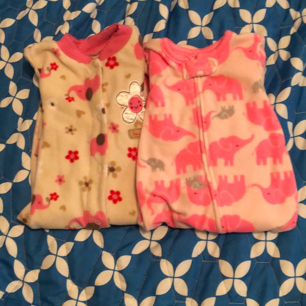 2 size 3/6 months fleece sleepers
